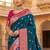 Teal ethnic motifs zari silk blend heavy work banarasi saree