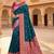 Teal ethnic motifs zari silk blend heavy work banarasi saree