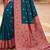 Teal ethnic motifs zari silk blend heavy work banarasi saree
