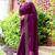 Purple embellished beads and stones tissue saree with unstitched blouse piece