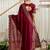 Maroon embellished beads and stones tissue saree