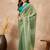 Green solid green embellished beads and stones border satin saree