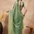 Green solid green embellished beads and stones border satin saree