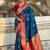Blue woven design zari silk blend banarasi saree