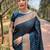 Blue woven design zari satin banarasi saree