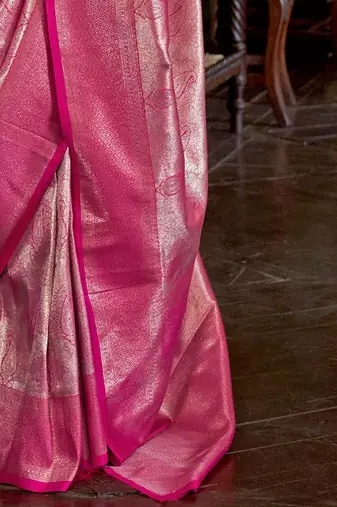 Magenta ethnic motifs woven design zari kanjeevaram saree