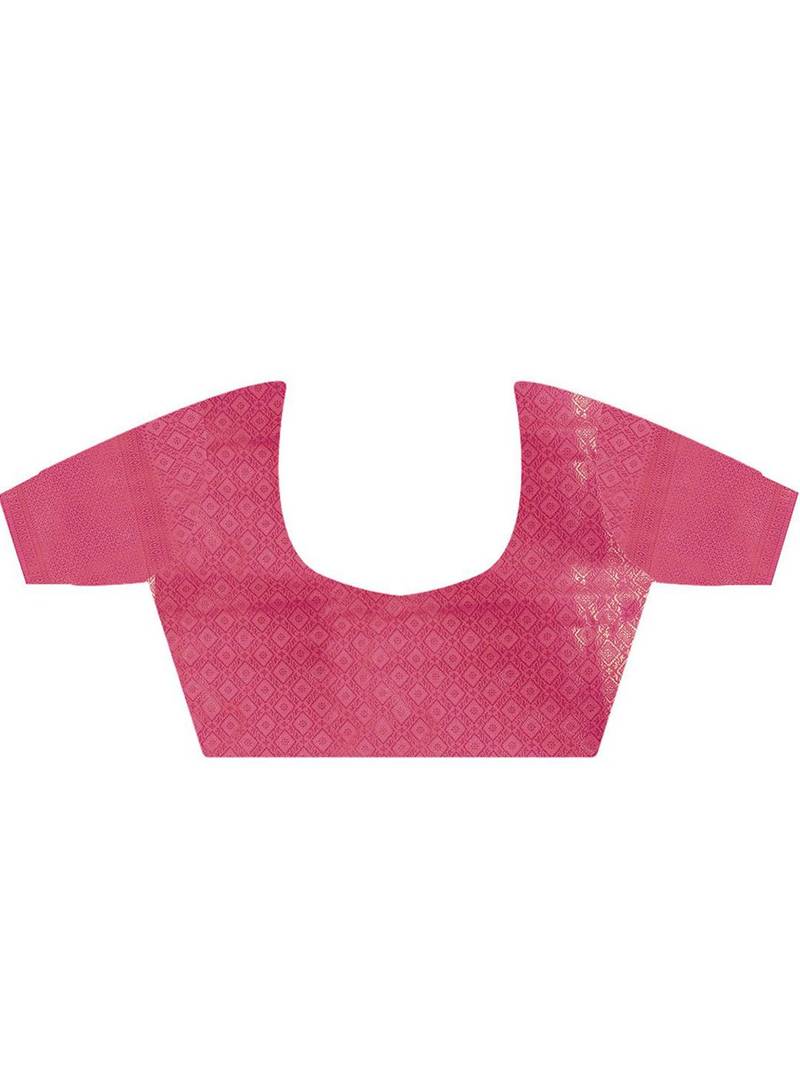 Magenta ethnic motifs woven design zari kanjeevaram saree