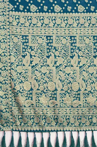 Turquoise woven design zari  georgette saree
