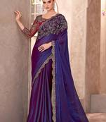 Blue ethnic motifs sequinned  georgette saree