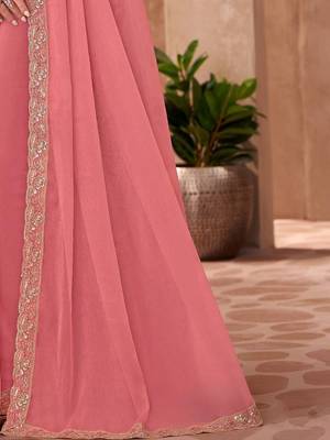 Peach sequinned  georgette saree 3
