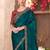 Teal embellished sequinned  chiffon saree