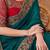 Teal embellished sequinned  chiffon saree