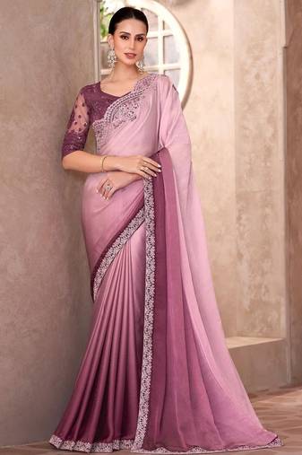 Mauve embellished sequinned  chiffon saree