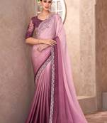 Mauve embellished sequinned  chiffon saree