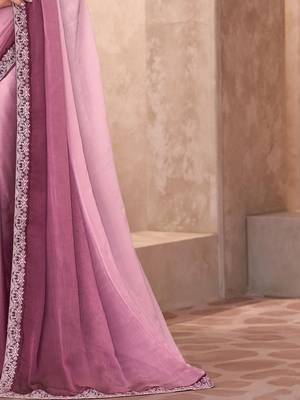 Mauve embellished sequinned  chiffon saree 4