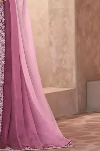Mauve embellished sequinned  chiffon saree