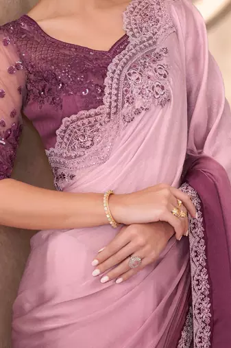 Mauve embellished sequinned  chiffon saree