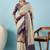 Cream ethnic motifs zari silk blend tussar saree