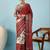 Maroon floral zari silk blend tussar saree