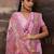 Pink ethnic motifs embroidered silk blend heavy work banarasi saree