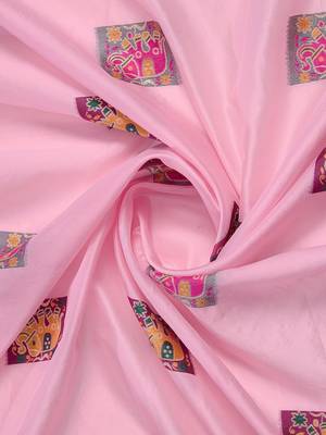 Pink ethnic motifs embroidered silk blend heavy work banarasi saree 4