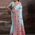 Blue ethnic motifs zari silk blend handloom banarasi saree