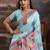 Blue ethnic motifs zari silk blend handloom banarasi saree