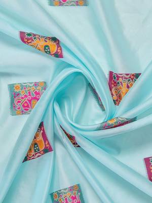 Blue ethnic motifs zari silk blend handloom banarasi saree 4