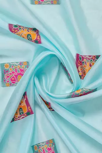 Blue ethnic motifs zari silk blend handloom banarasi saree