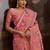 Peach ethnic motifs embroidered silk blend heavy work banarasi saree