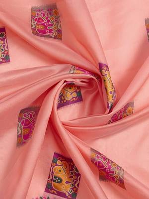 Peach ethnic motifs embroidered silk blend heavy work banarasi saree 4