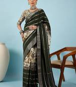 Green ethnic motifs zari silk blend handloom tussar saree