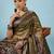 Olive ethnic motifs zari silk blend tussar saree