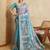 Blue kalamkari printed saree