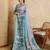 Blue kalamkari printed saree