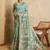 Teal kalamkari zari saree