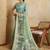 Teal kalamkari zari saree