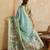 Teal kalamkari zari saree