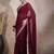Maroon embroidered lace border satin ready to wear saree