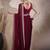 Maroon embroidered lace border satin ready to wear saree