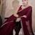 Maroon embroidered lace border satin ready to wear saree