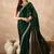 Green zari embroidered solid satin saree