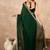 Green zari embroidered solid satin saree