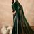 Green zari embroidered solid satin saree