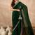 Green zari embroidered solid satin saree