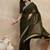 Green embroidered lace border satin saree with unstitched blouse piece