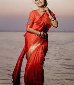 Red woven design zari paithani saree