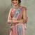 Pink ethnic motifs peacock printed aari work tissue saree