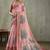 Pink ethnic motifs peacock printed aari work tissue saree