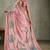 Pink ethnic motifs peacock printed aari work tissue saree